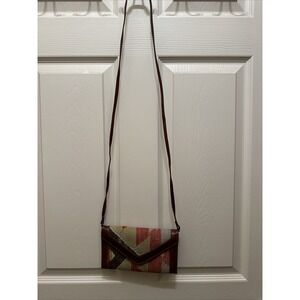 Vtg Southwestern Blanket Leather Crossbody Shoulder Purse